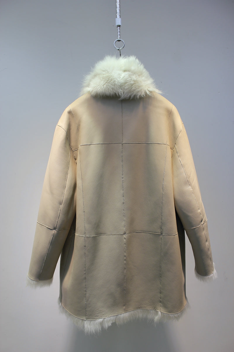 Tuscan fur one-piece temperament lapel reversible fur coat