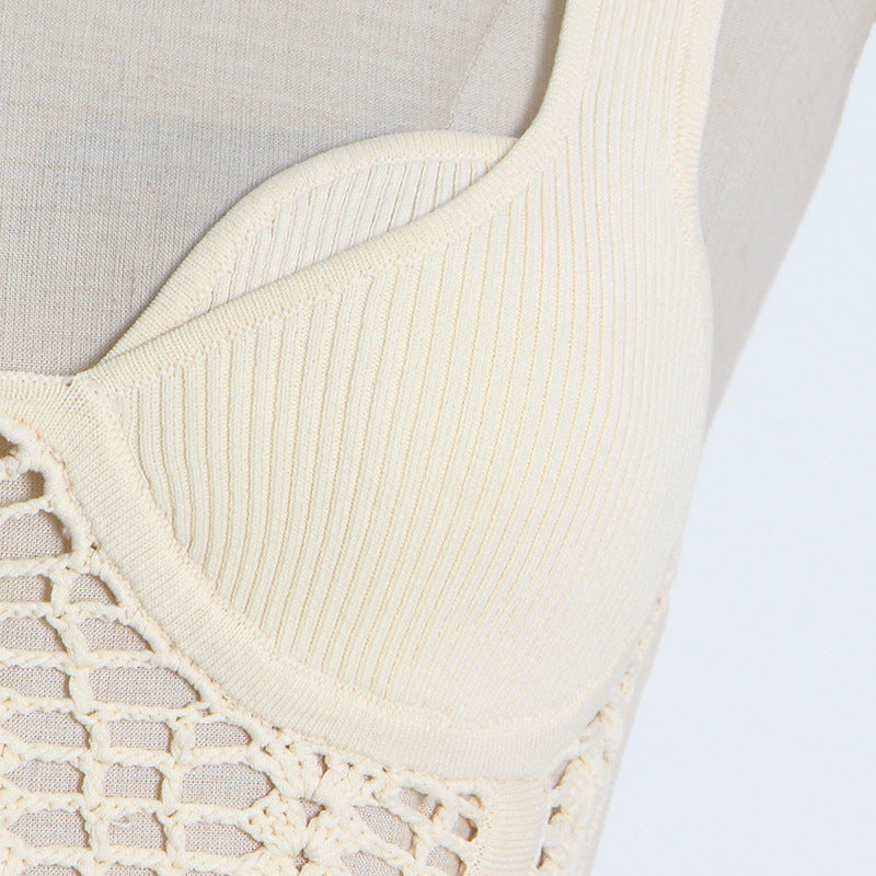 Fishbone corset sexy hollow handmade hook-knitted suspender belt