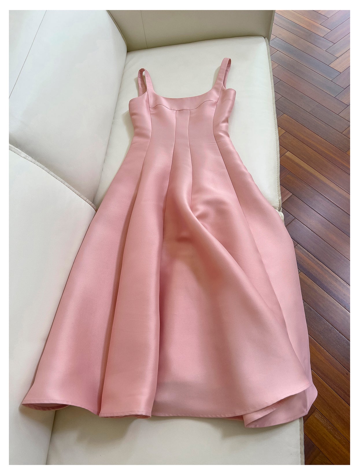 Pink suspender satin light luxury dress
