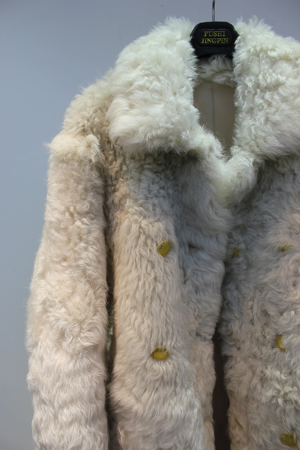 Tuscan sheepskin mid-length fur coat with one lapel