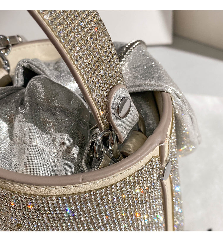 Trendy fashion diamond bow bucket bag chain bag