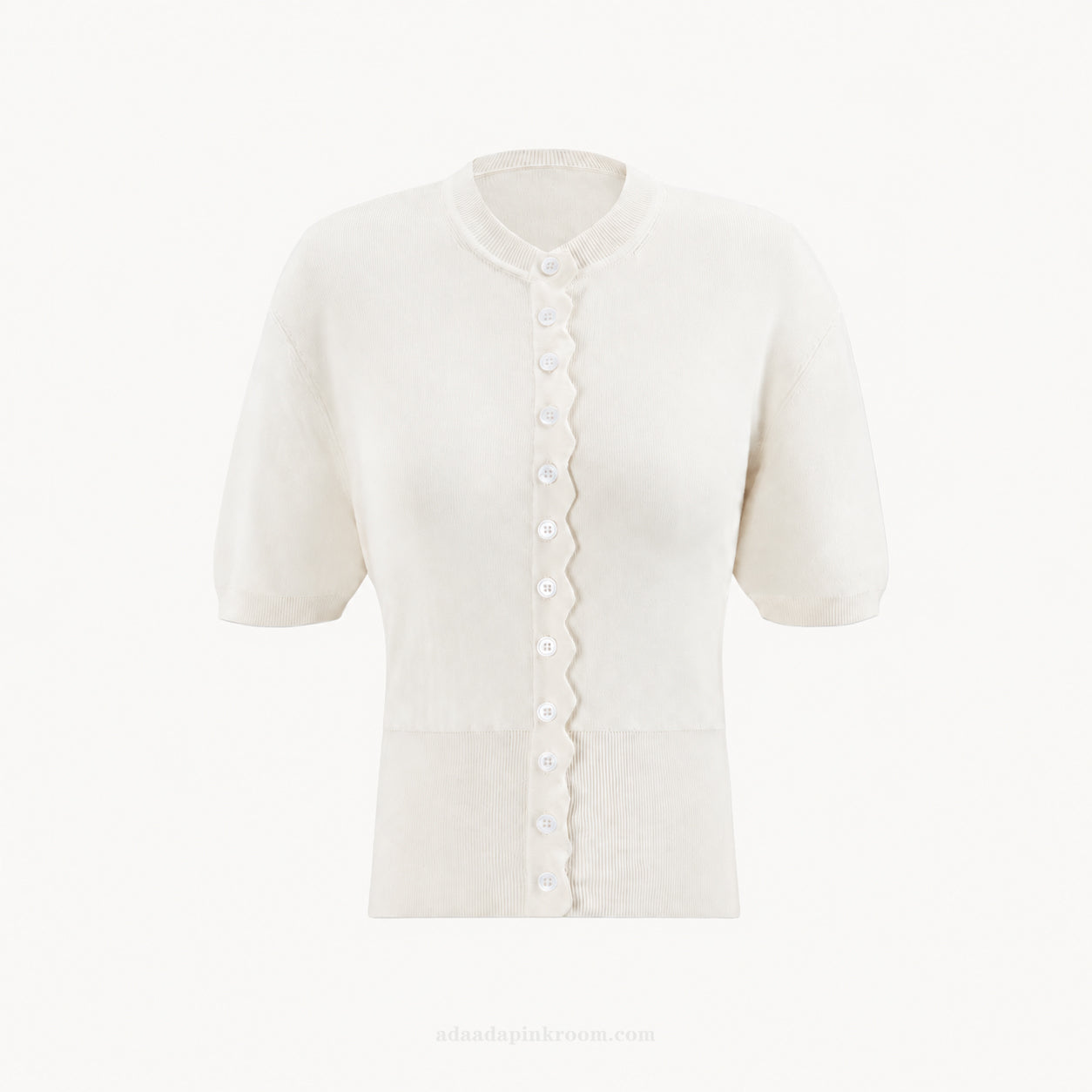 Ivory Scallop Knit Cardigan