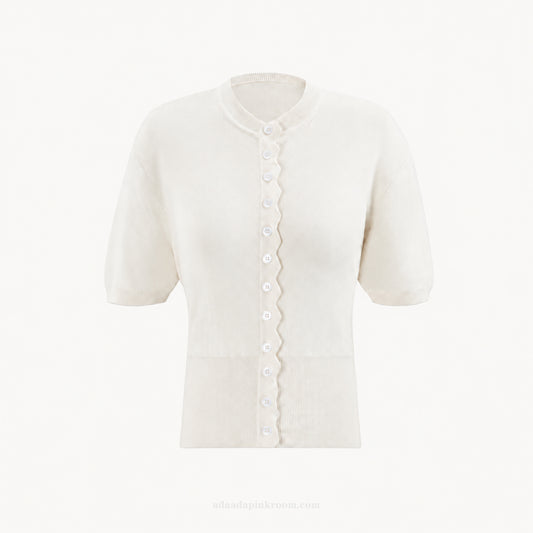 Ivory Scallop Knit Cardigan