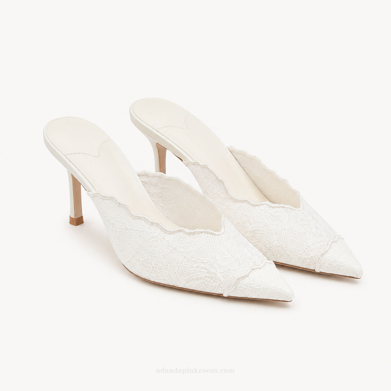 Lace Pointed Mule Heels
