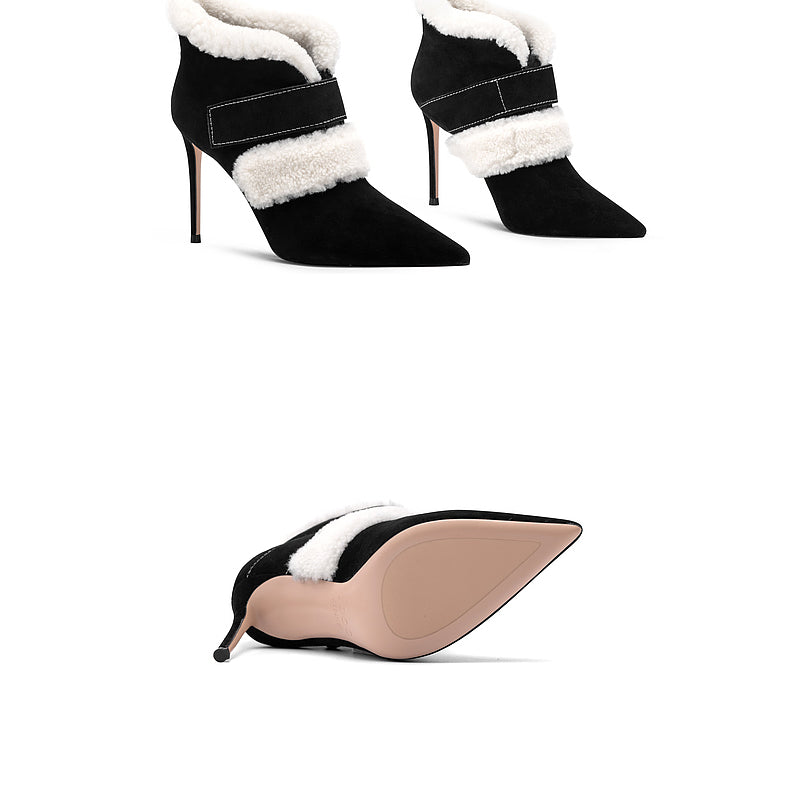 Wool fleece high heels