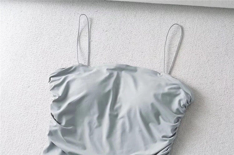 European and American solid color slim fit umbilical cord exposed breast pad camisole