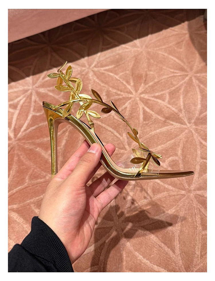 Pointed toe gold high heels