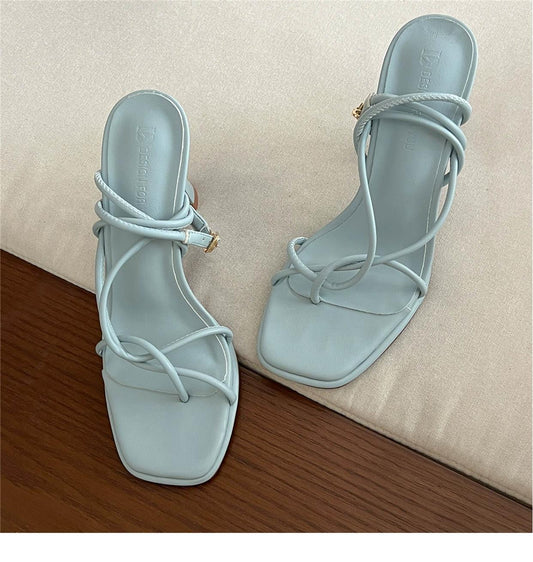 Thong sandals one strap stiletto high heels