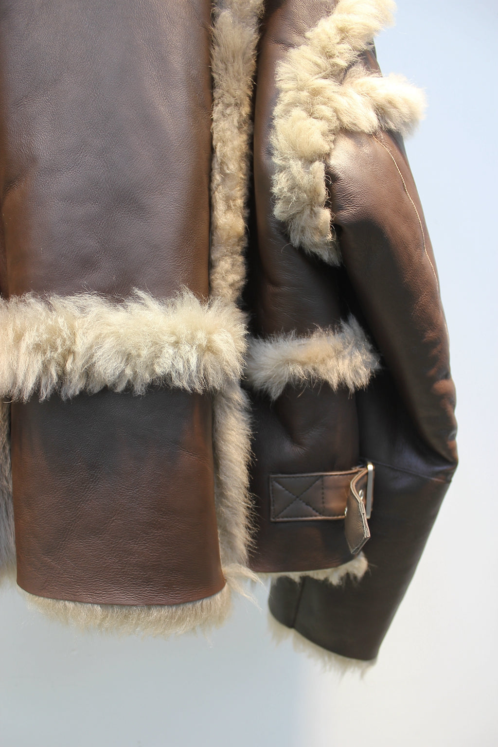 Tuscan sheepskin one-piece navy collar biker short fur coat