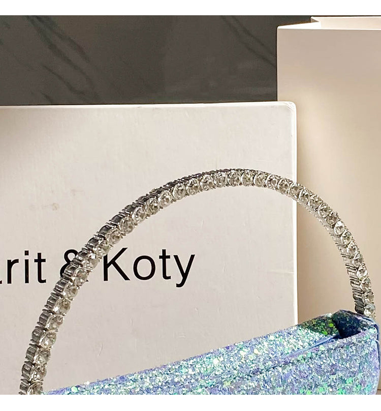 Stylish blue love bag rhinestone handbag