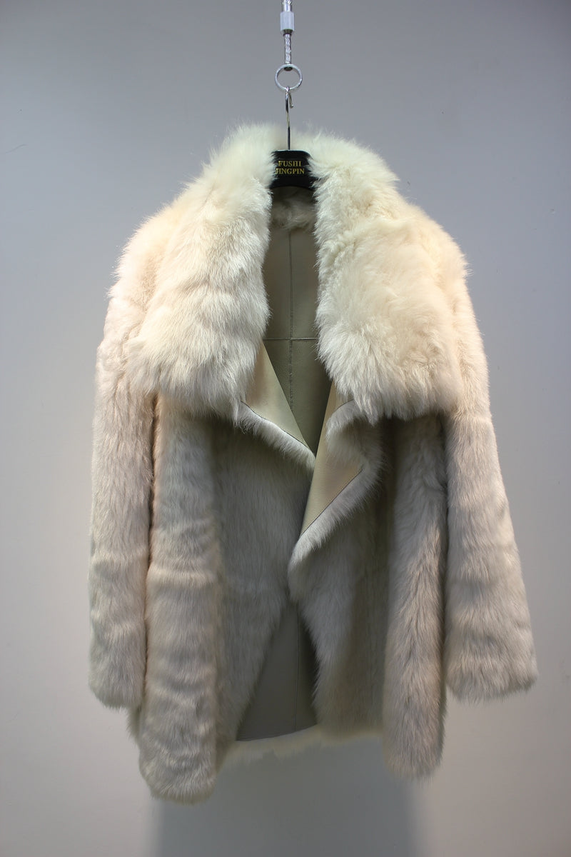 Tuscan fur one-piece temperament lapel reversible fur coat