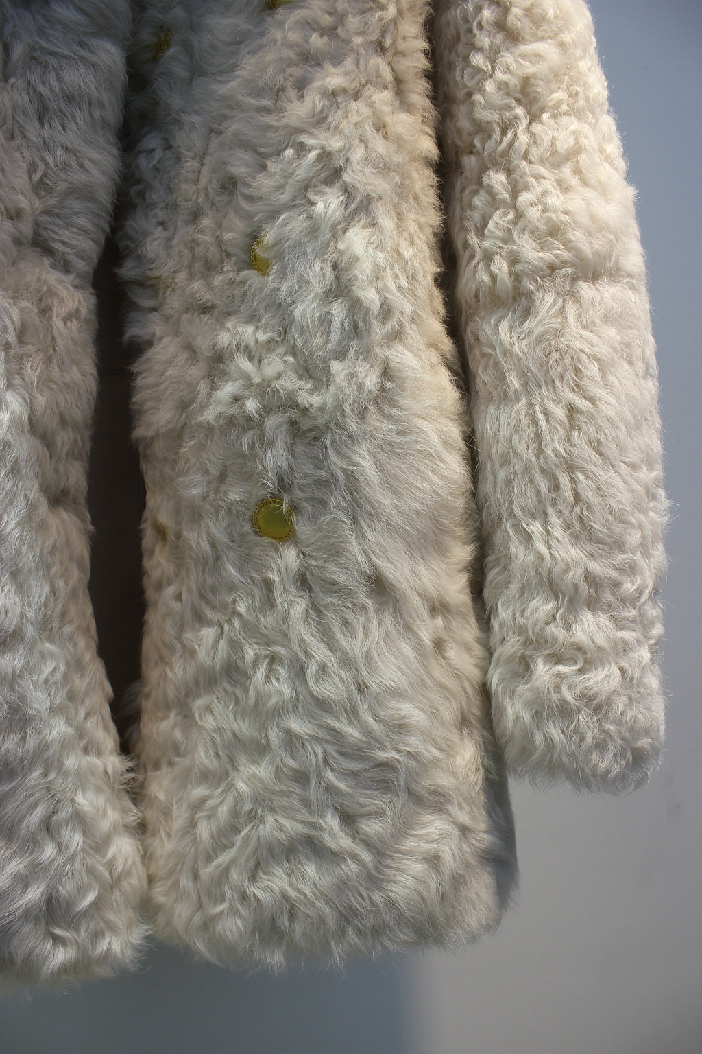 Tuscan sheepskin mid-length fur coat with one lapel