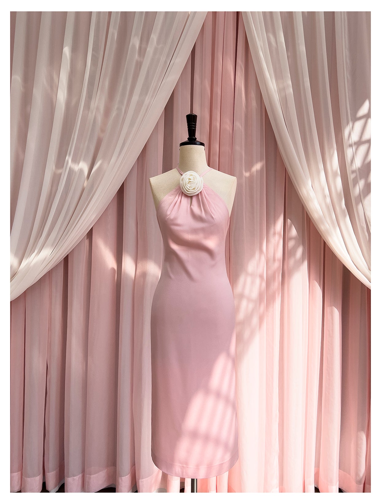 Backless Pink Party Dress Hip Satin Dress