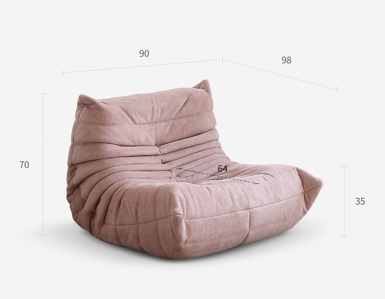 Girly pink single leisure chair minimalist designer modern minimalist ins style caterpillar lazy sofa