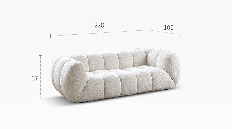 Light French retro cream style puff sofa marshmallow fabric sofa special offer