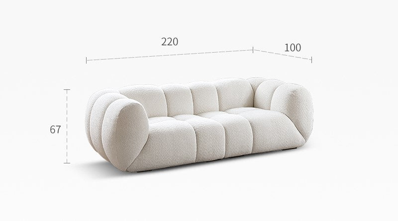 Light French retro cream style puff sofa marshmallow fabric sofa special offer