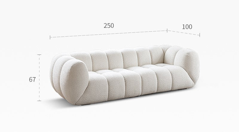 Light French retro cream style puff sofa marshmallow fabric sofa special offer