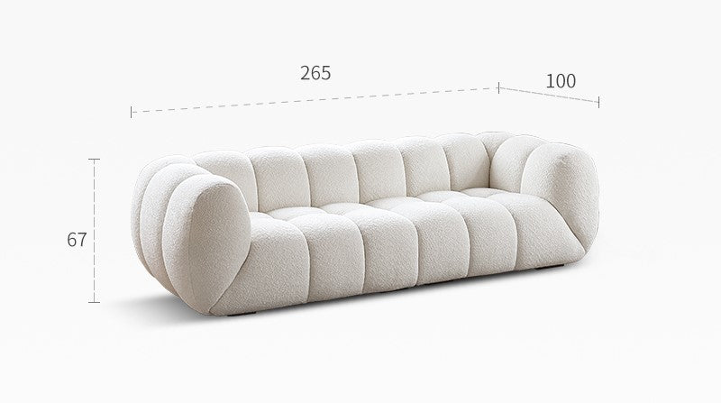 Light French retro cream style puff sofa marshmallow fabric sofa special offer