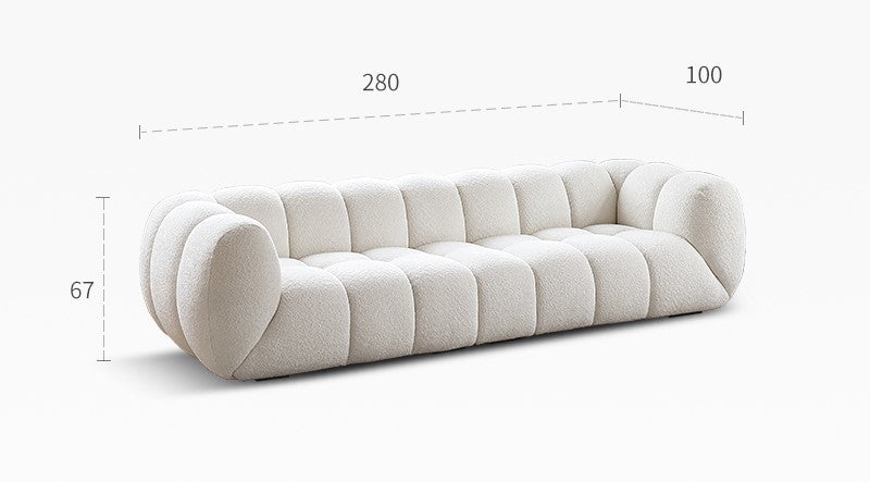 Light French retro cream style puff sofa marshmallow fabric sofa special offer