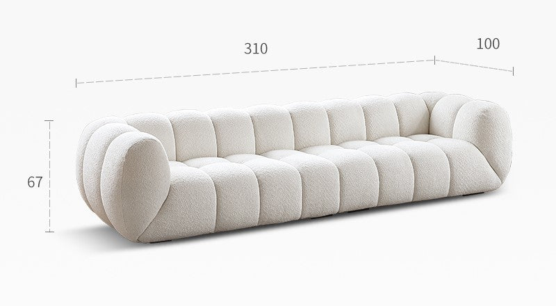 Light French retro cream style puff sofa marshmallow fabric sofa special offer