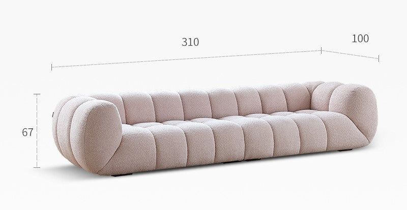 Light French retro cream style puff sofa marshmallow fabric sofa special offer