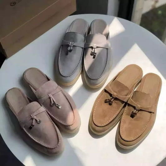 Genuine leather flat casual half-slipper loafers  3