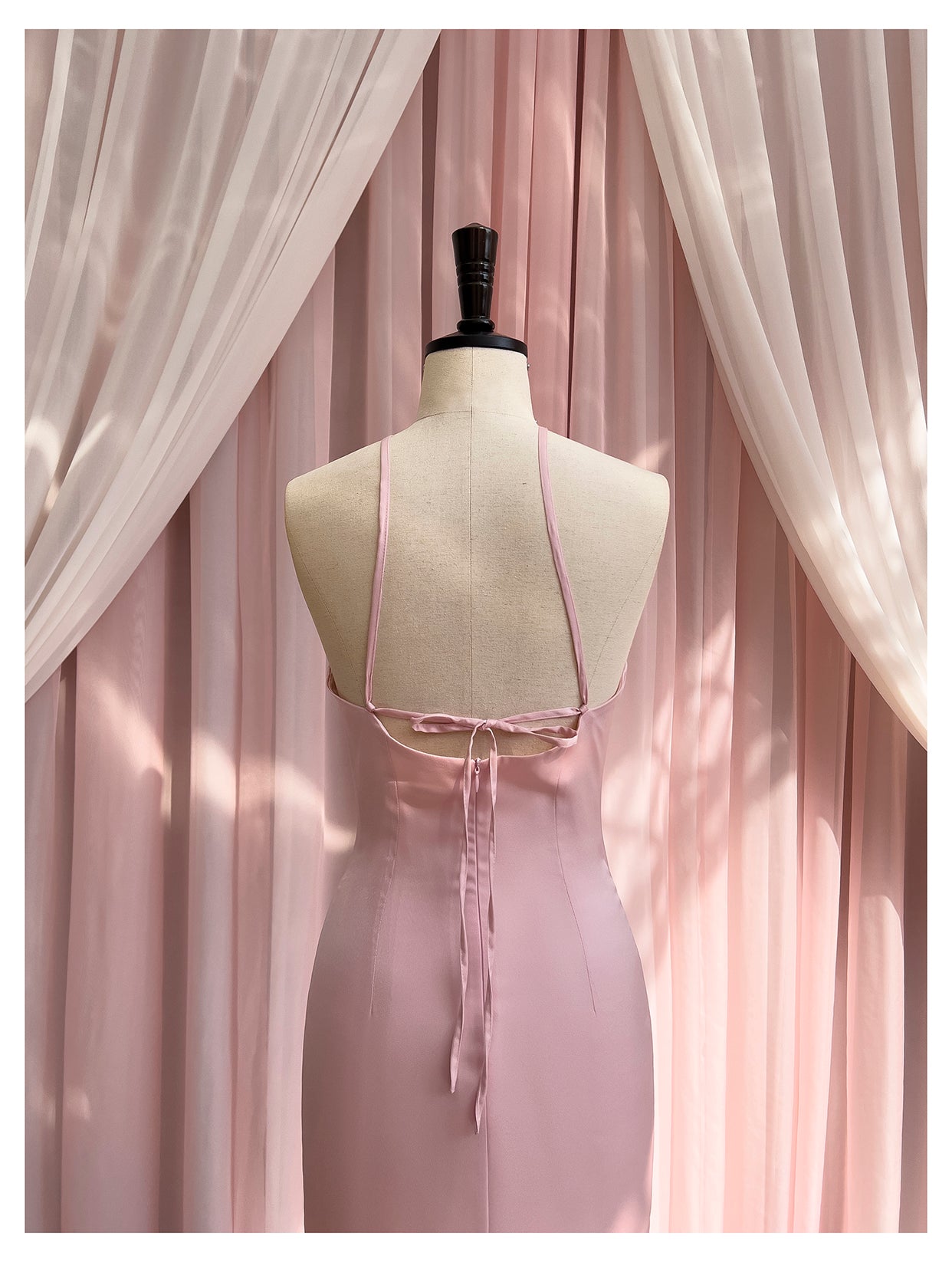 Backless Pink Party Dress Hip Satin Dress
