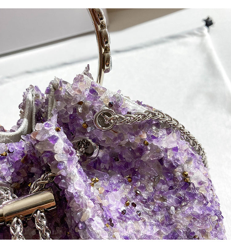 French glossy bucket bag women's chain handbag
