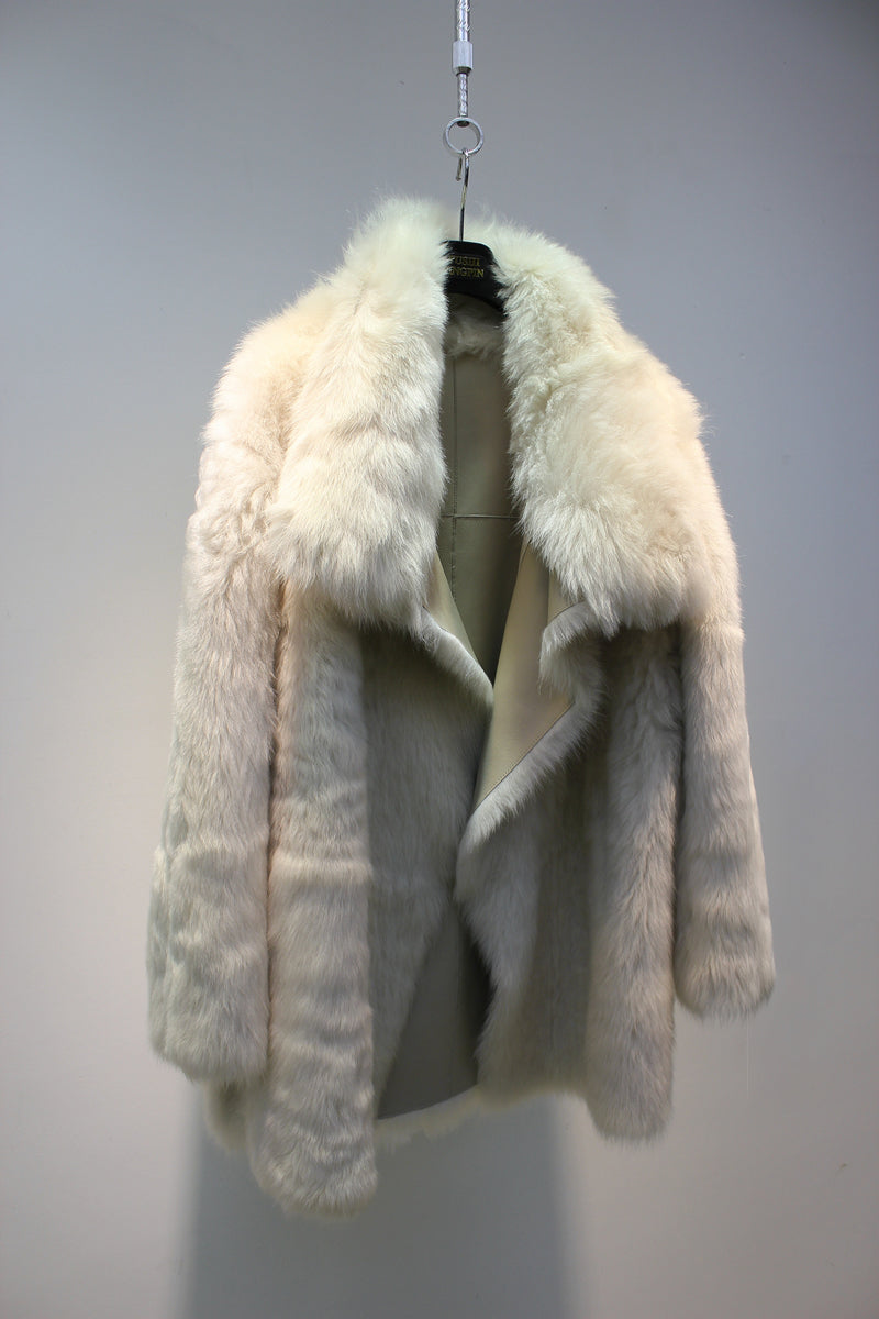 Tuscan fur one-piece temperament lapel reversible fur coat
