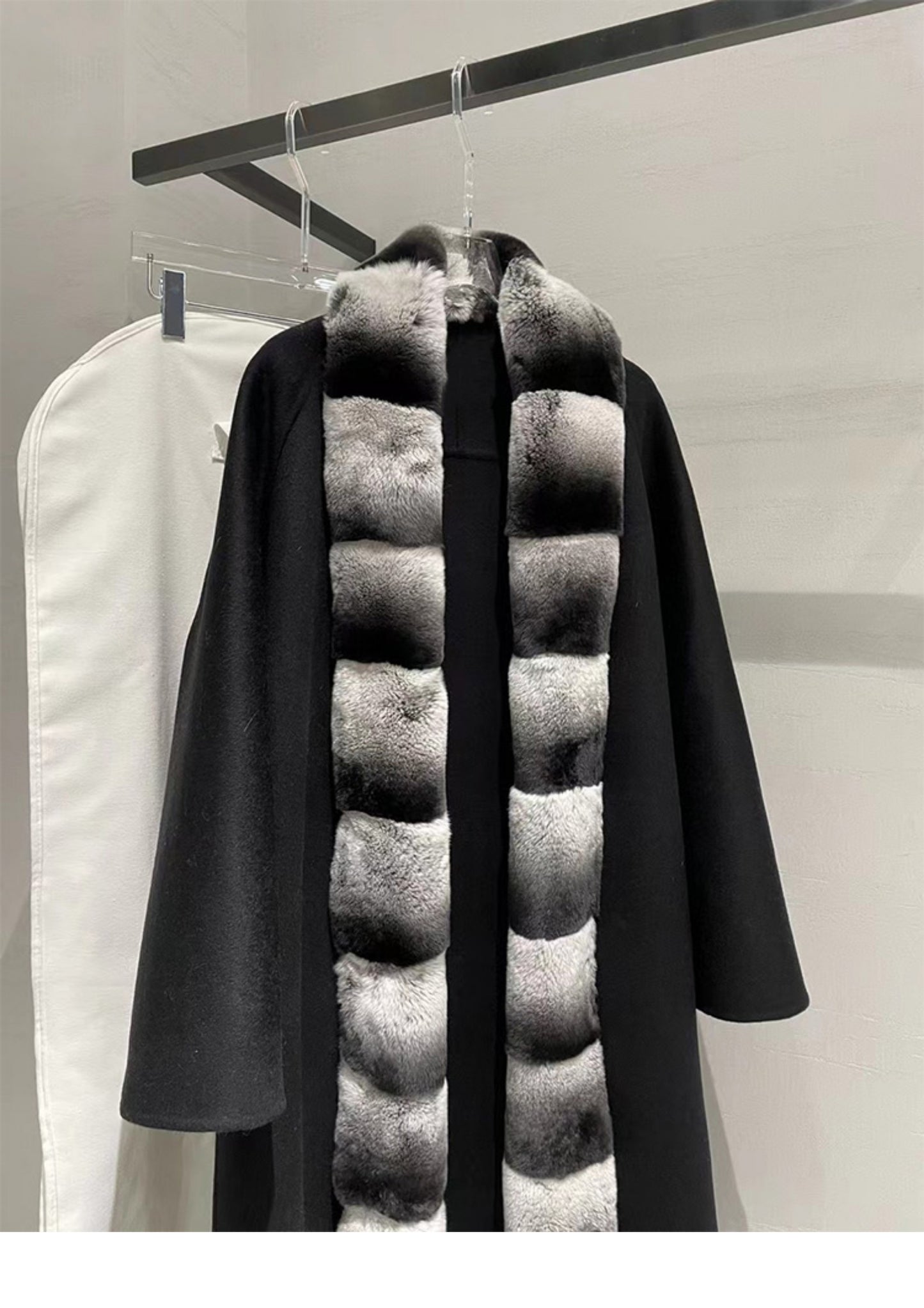 Rex rabbit fur placket wool fur coat