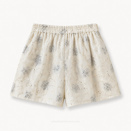 MOON FLOWER EMBROIDERED SHORTS