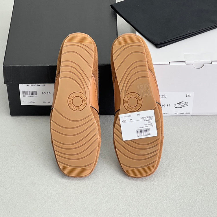 Suede stitching sports flat lace-up casual shoes