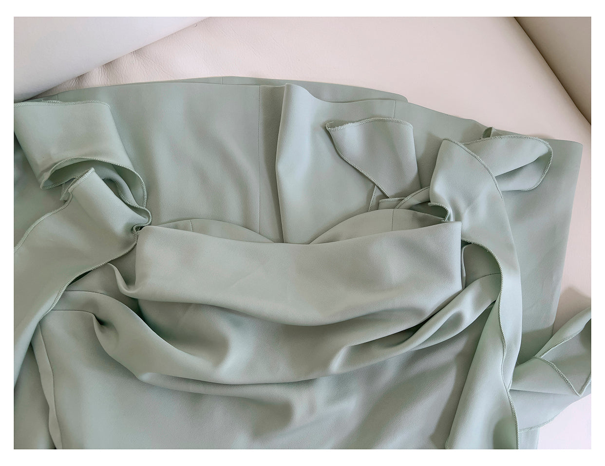 Mint Green Square Neck Ribbon Slim Fit Satin Dress
