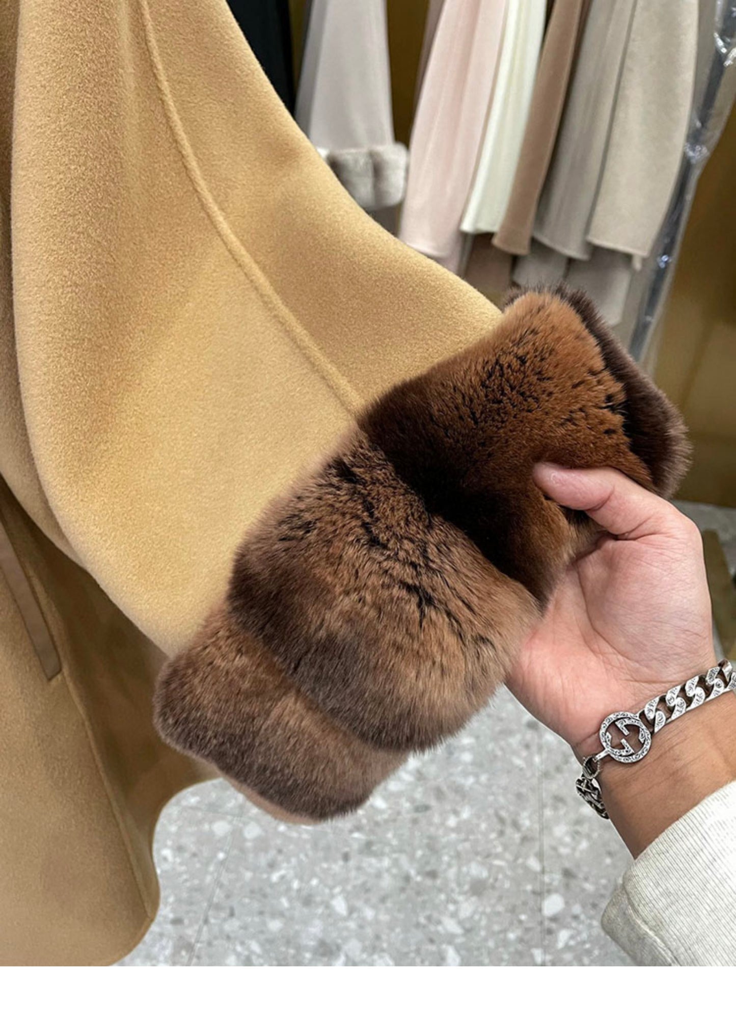 Double-faced cashmere cape coat