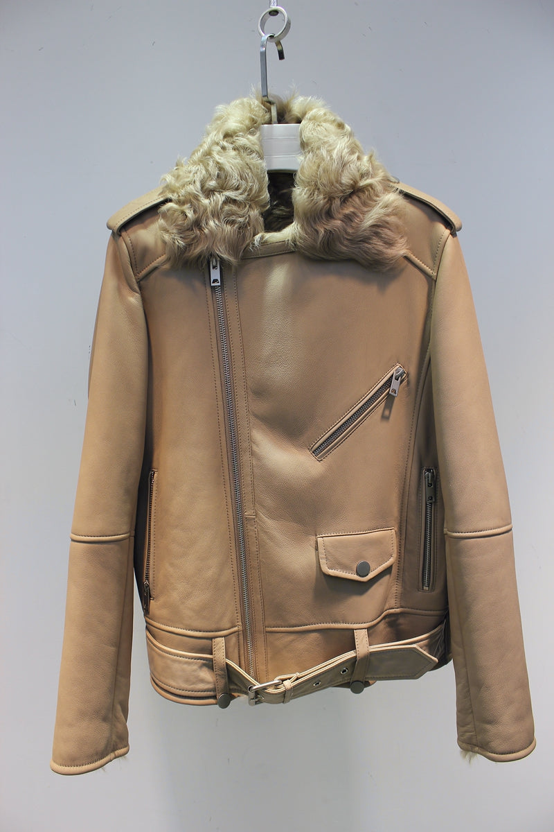 Soft and comfortable Xiaohu sheepskin all-in-one motorcycle fur jacket