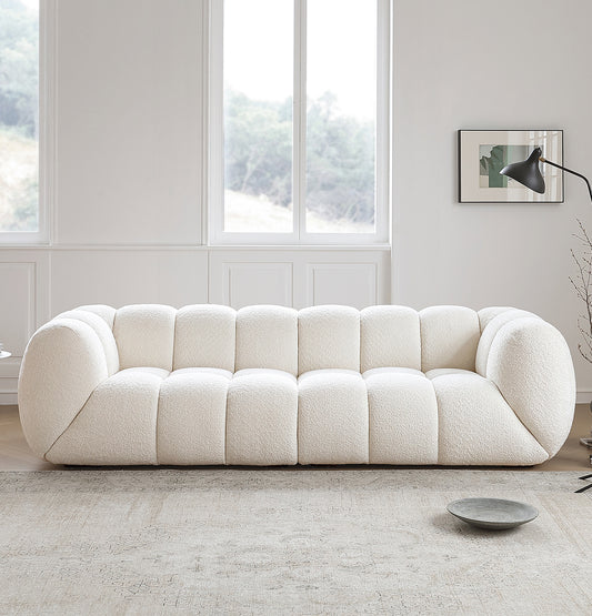 Light French retro cream style puff sofa marshmallow fabric sofa special offer