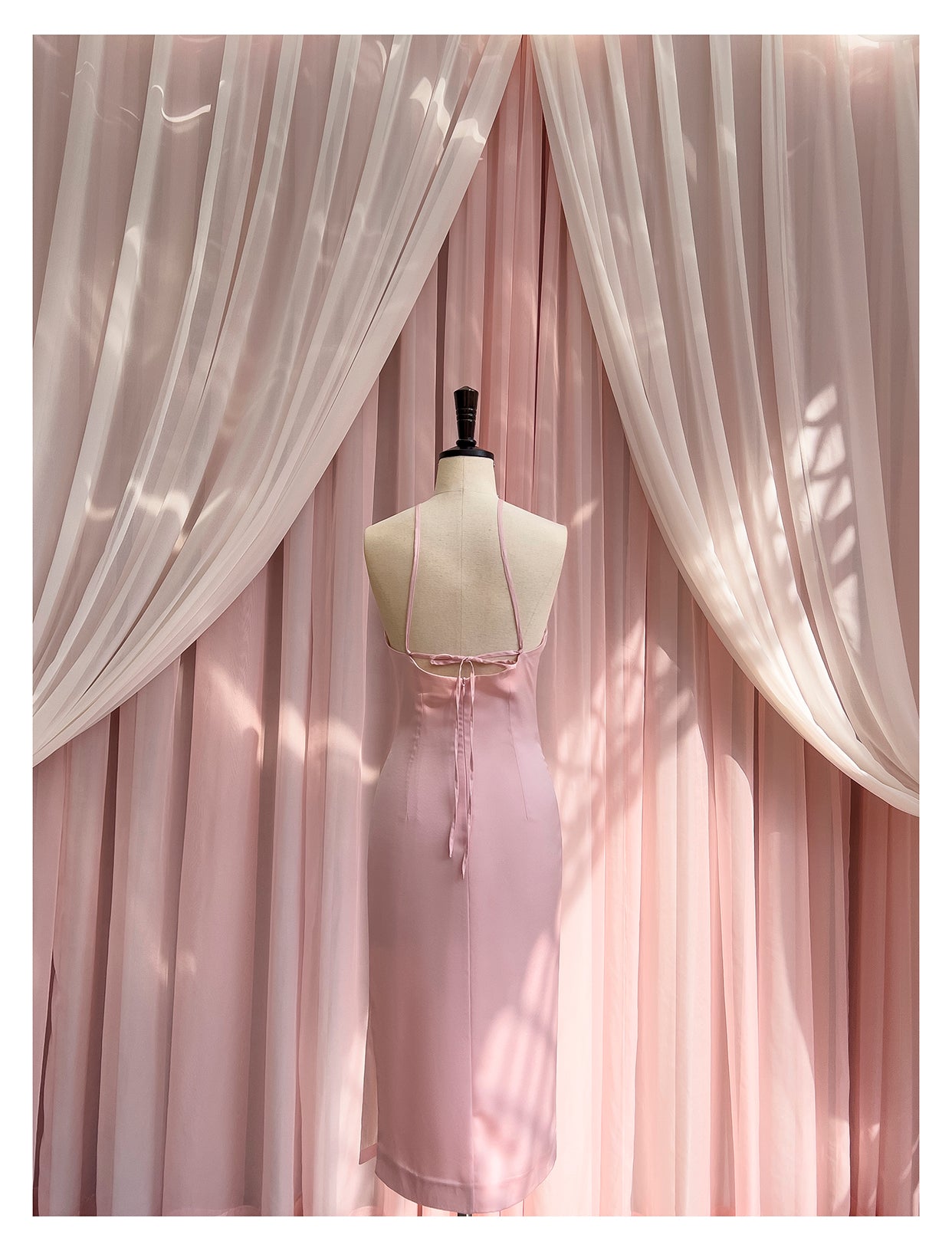 Backless Pink Party Dress Hip Satin Dress