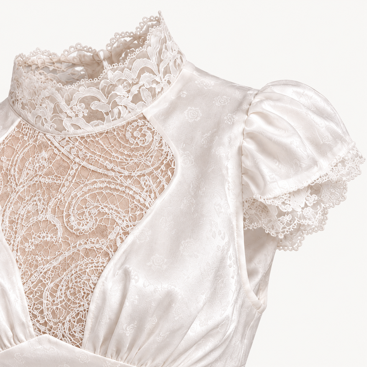 Camellia Silk Lace Peplum Blouse