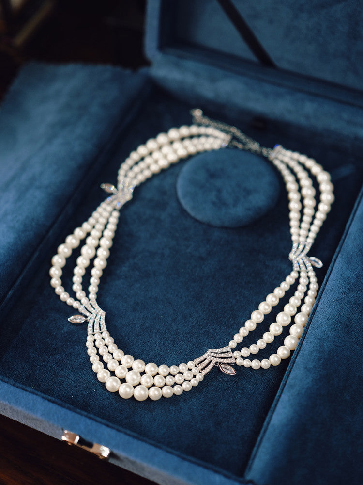 Layered Pearl Necklace Bridal Dress Accessories