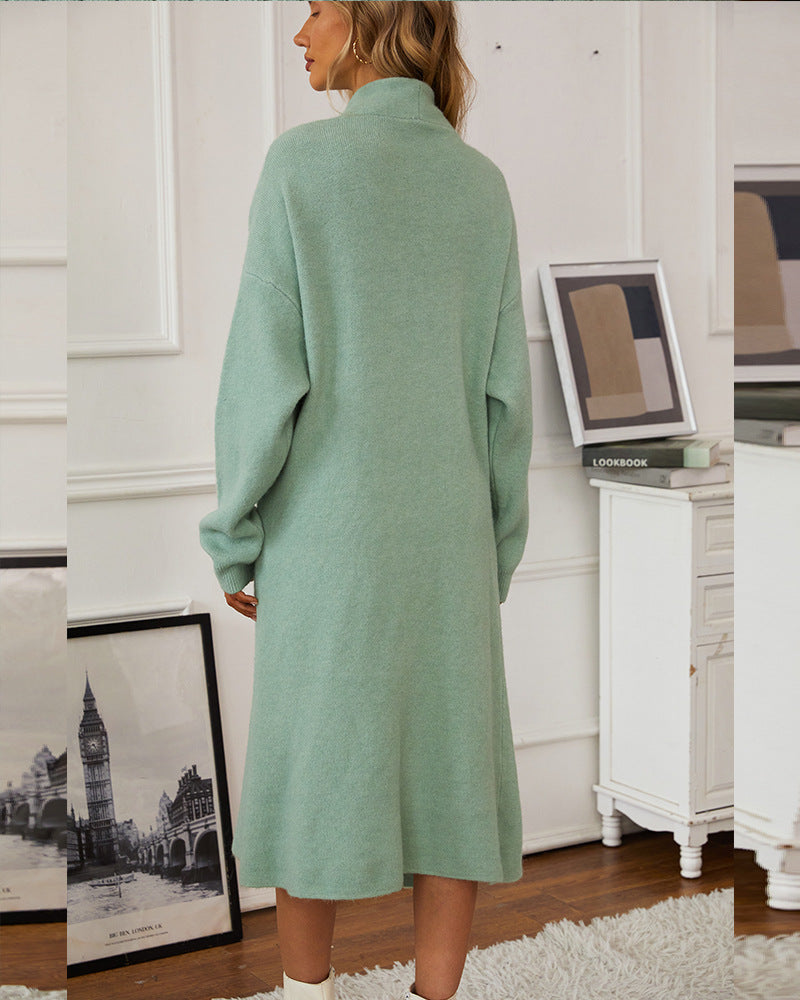 Knitted vest dress + long cardigan coat