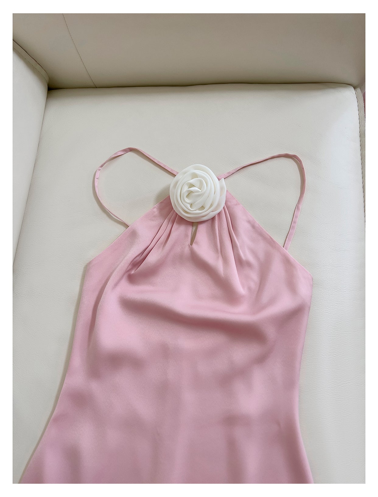 Backless Pink Party Dress Hip Satin Dress
