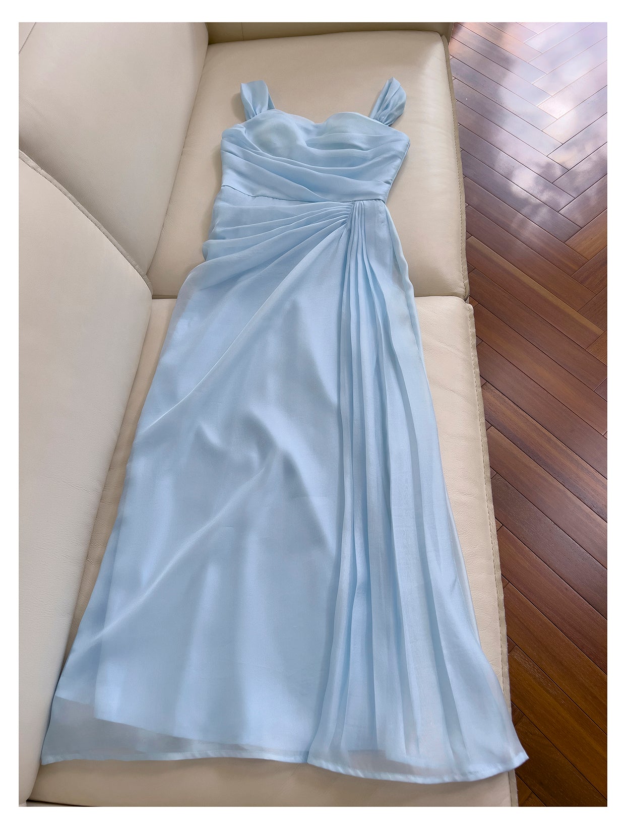 French blue suspender design waist long skirt