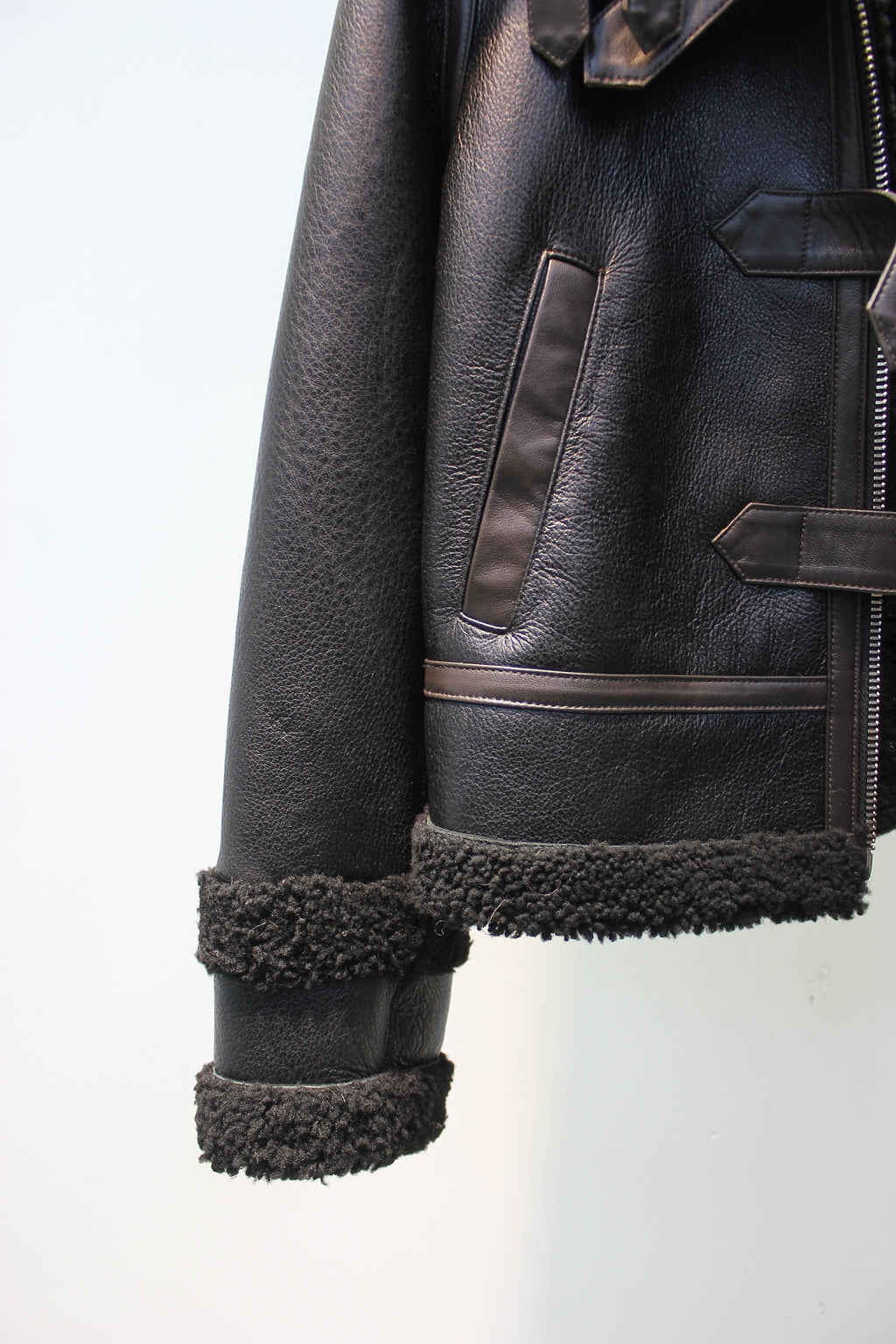 Original imported sheepskin all-in-one design motorcycle fur jacket