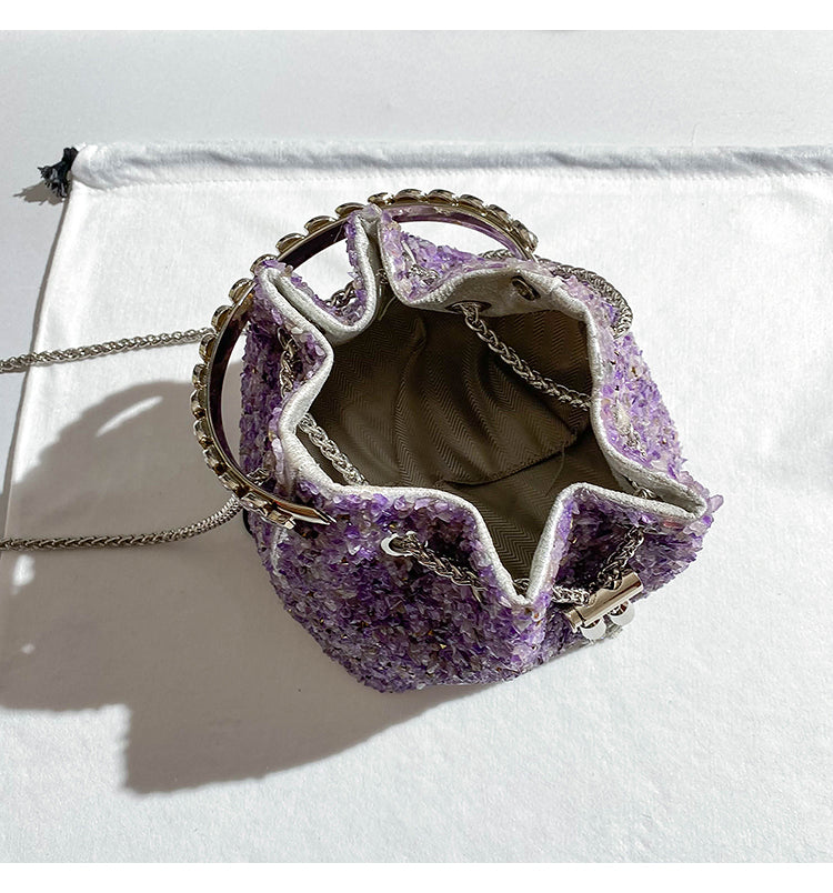 French glossy bucket bag women's chain handbag