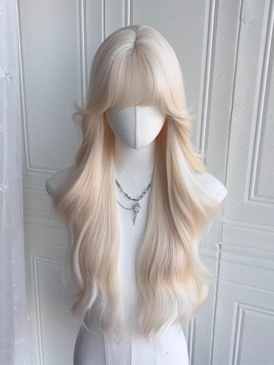 Platinum blonde wig long hair