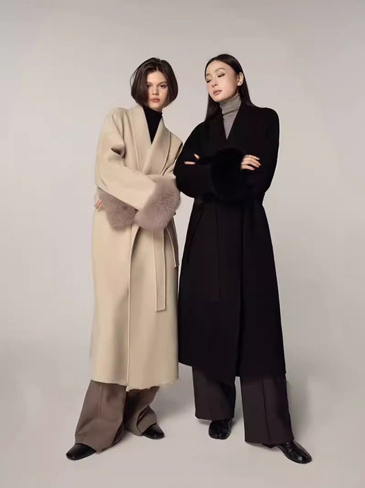 Sheep wool double-faced coat