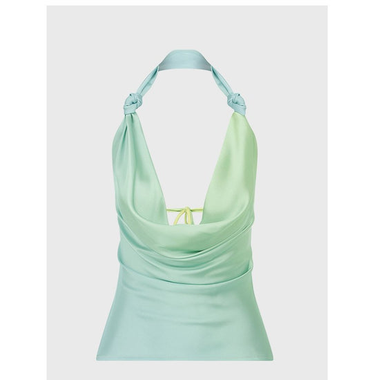 French halterneck vest with sexy swing neck design