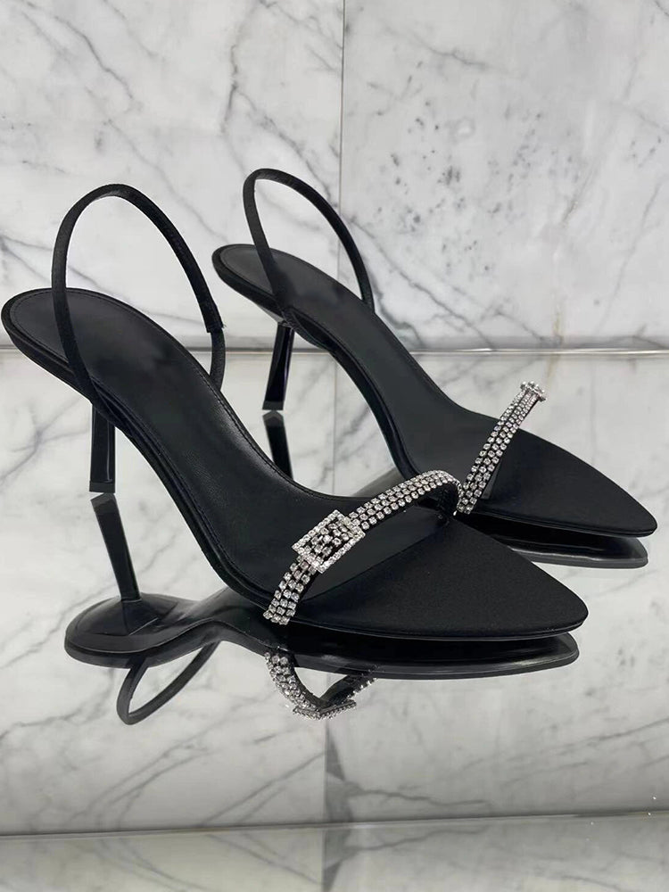 French sexy rhinestone elastic band stiletto high heels