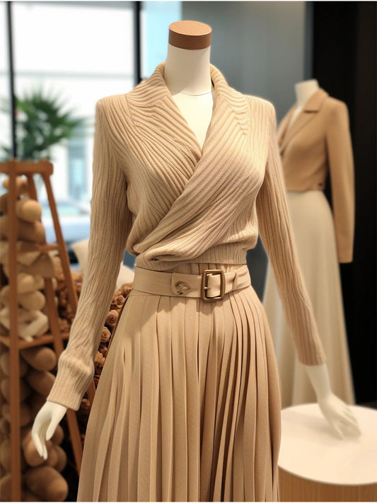 C.Knitted top and skirt set