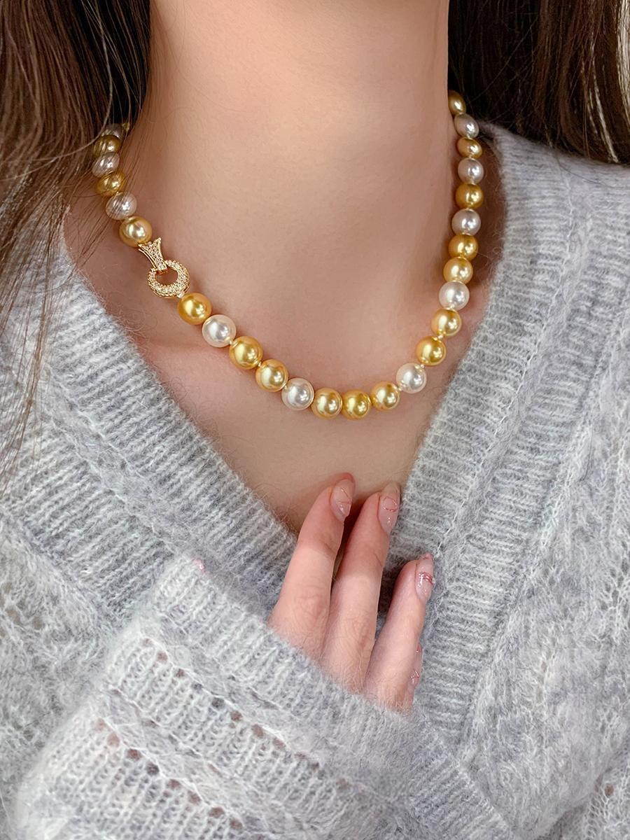 Women's light luxury south sea gold pearl necklace